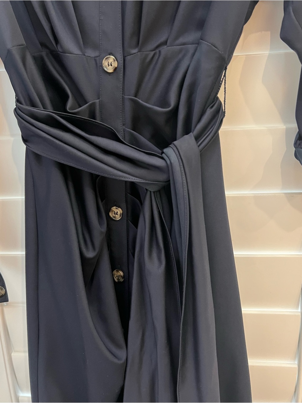 ANTONIO MELANI Navy Long-Sleeve Button Front Wrap Dress